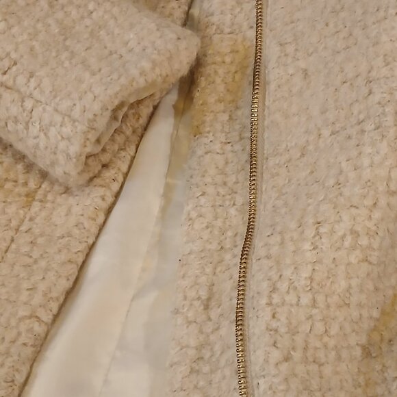 H & M Cream Wool Blend Boucle Zip Front Trench EU 32/ 2 US - Picture 8 of 11